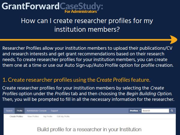 How can I create researcher profiles for my institution members? Case Study Content Preview