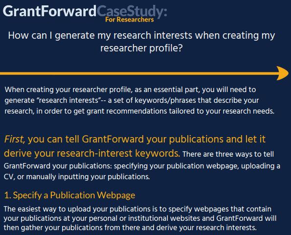 How can I generate my research interests when creating my researcher profile? Case Study Content Preview
