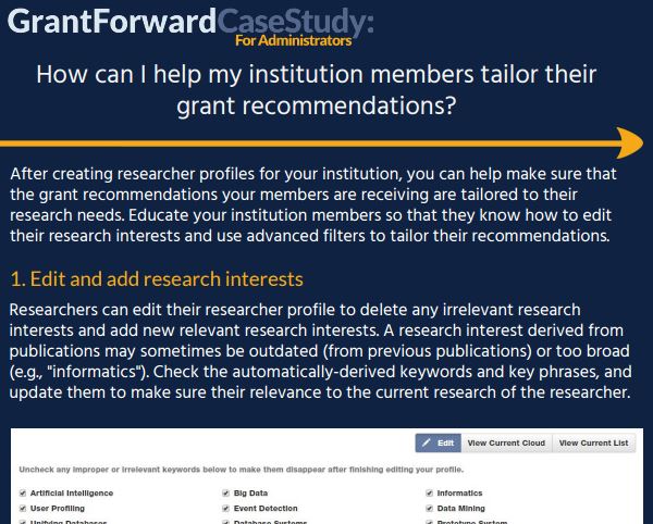 How can I help my institution members tailor their grant recommendations? Case Study Content Preview