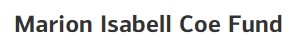 Logo of Marion Isabell Coe Fund